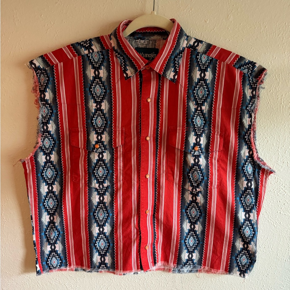 Wrangler Checotah Cut Off Tank Top Sz M NWT Box Fit